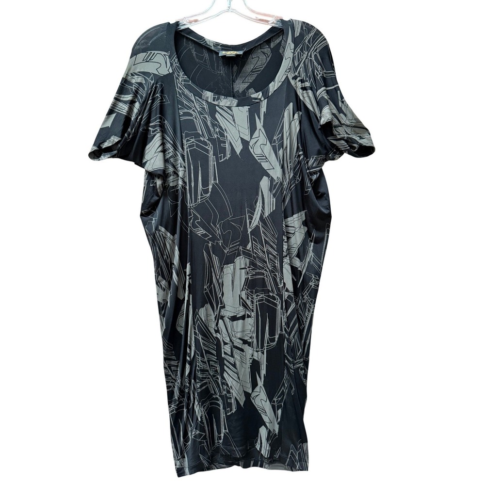 Diesel Black Gold Abstract Graphic Dress Black Gray Portugal Stretch Designer